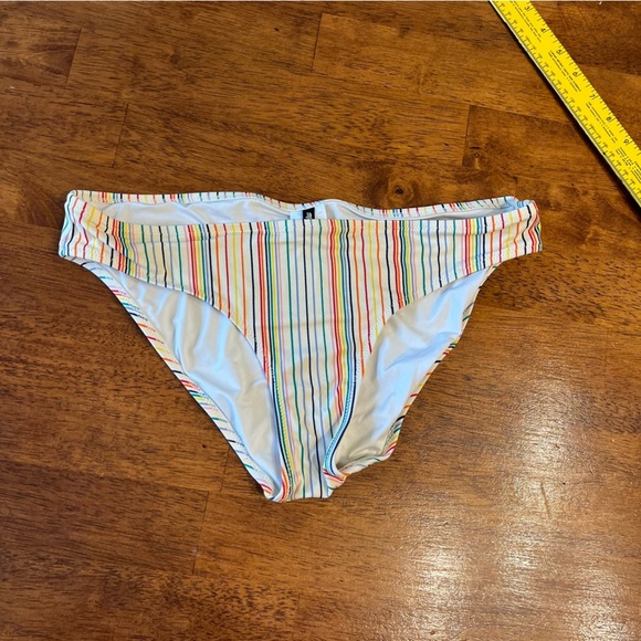 Madewell women’s striped bikini bottom cream rainbow size medium - Picture 1 of 4